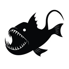 vector illustration of a Anglerfish animal Silhouette