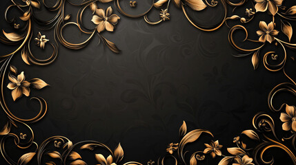 Elegant golden floral pattern with dark background for design use
