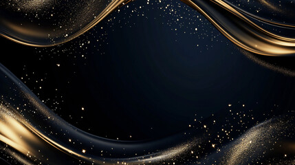 Elegant black and gold fabric with twinkling gold particles