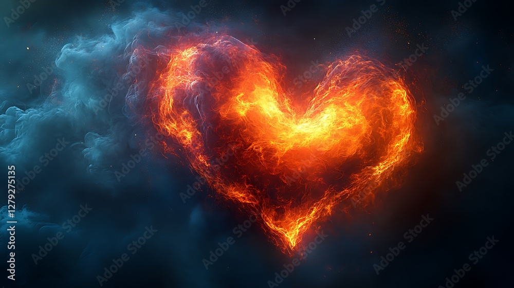 Wall mural abstract heart shape with soft glowing edges and flowing curves