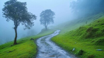 Obraz premium misty, path, forest, trail