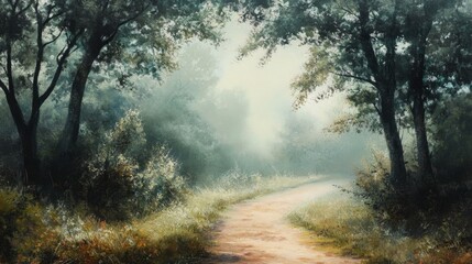 Fototapeta premium misty, path, forest, trail