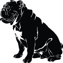 Bulldog dog detailed Silhouette