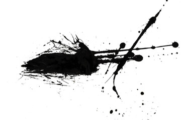 Black ink splat isolated on white background. abstract grunge background.