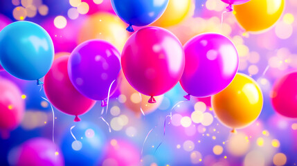 Vibrant birthday celebration background featuring colorful balloons, ideal for greeting cards, invitations, and festive event promotions.