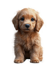 Adorable Golden Puppy Sitting on a transparent background