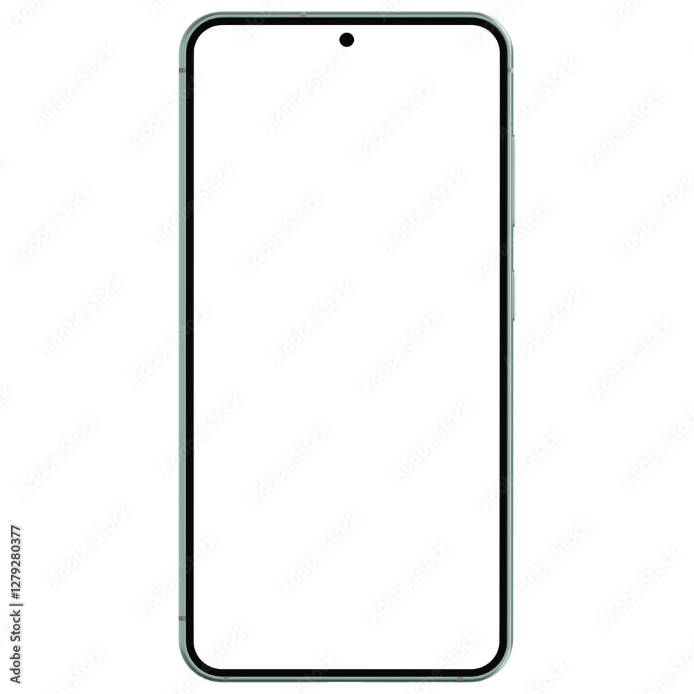 Wall mural photo of smartphone similar to android device without background and screen. frame only. green color
