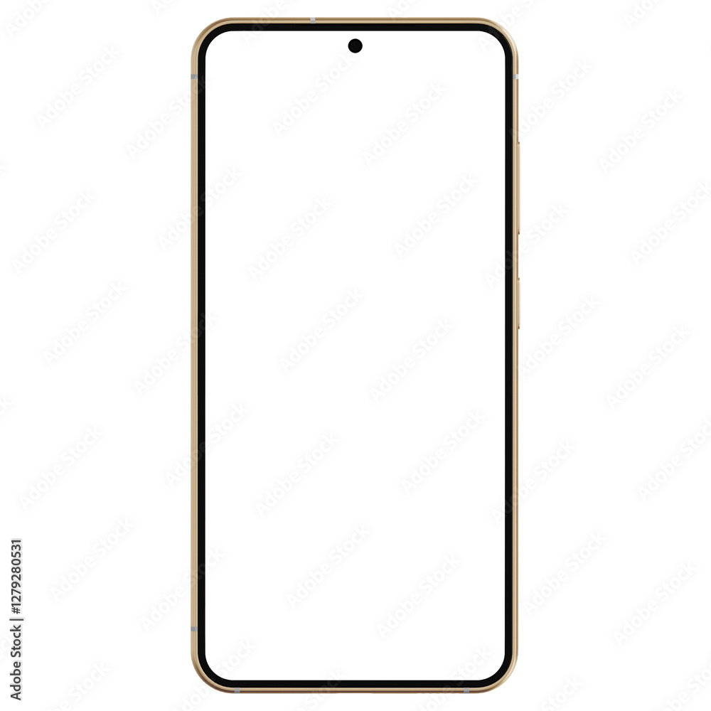 Wall mural photo of smartphone similar to android device without background and screen. frame only. orange colo