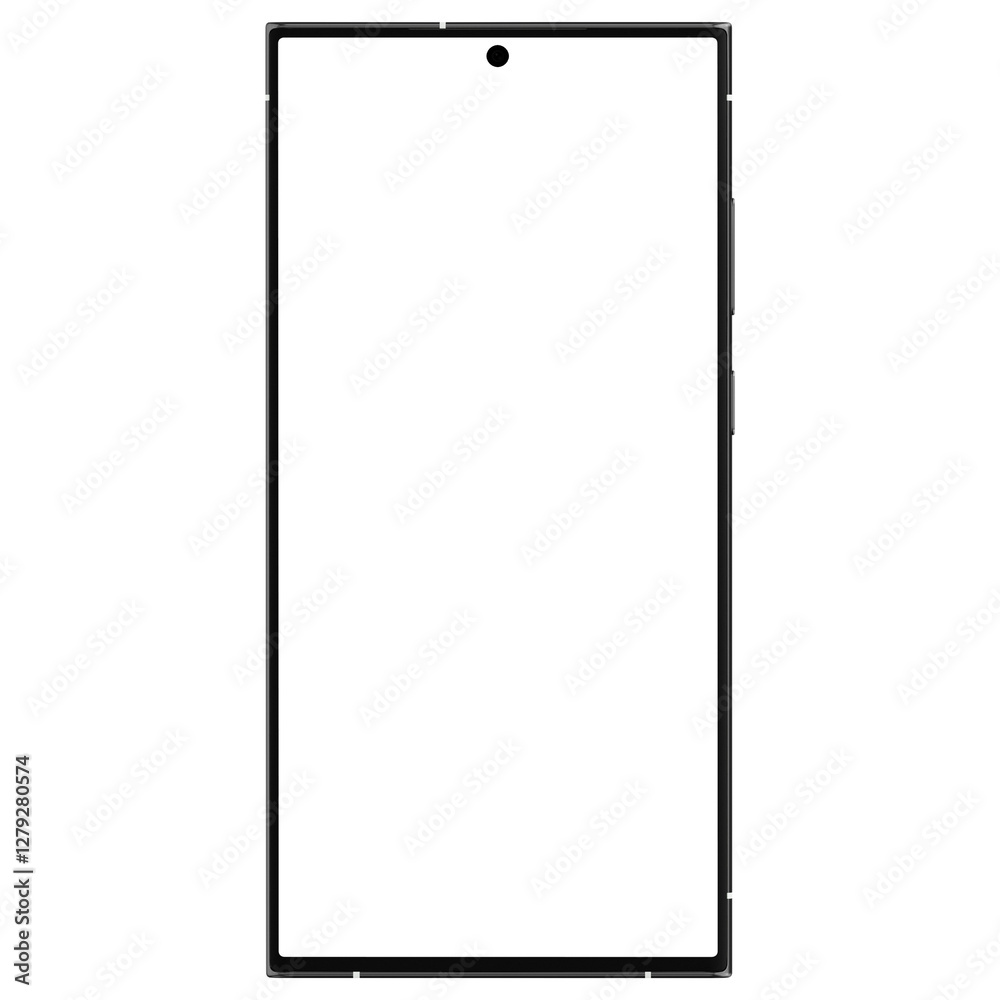 Wall mural photo of smartphone similar to android device without background and screen. frame only. black color