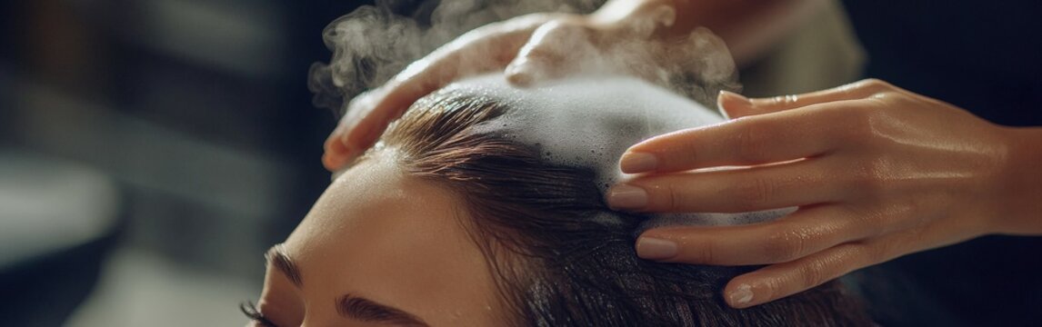 Experiencing a relaxing head spa treatment for rejuvenation - Powered by Adobe