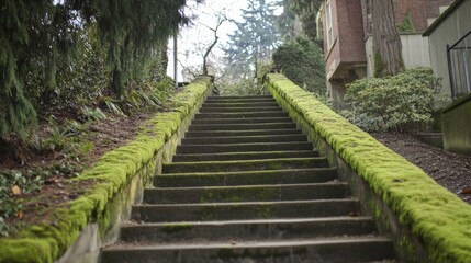 moss-covered, steps, hill, winding, historical, sanctuary, nature