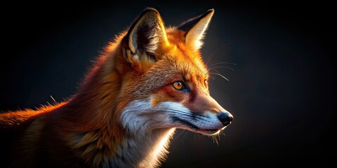 Fototapeta premium Red Fox Silhouette Portrait AI Art, Stunning Wildlife, Elegant Silhouette