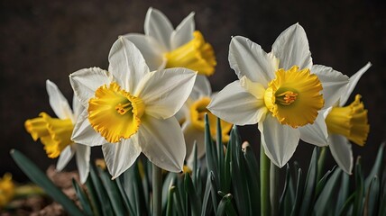 daffodils in spring, daffodils in the garden, Daffodils shining in the sun
