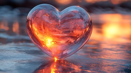 3D floating heart with surreal glowing accents and smooth finish