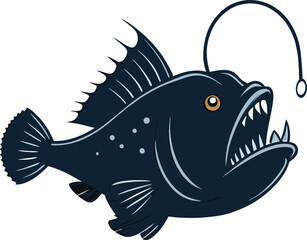 Anglerfish T shirt Design, Silhouette Vector File