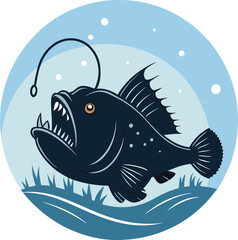 Anglerfish T shirt Design, Silhouette Vector File