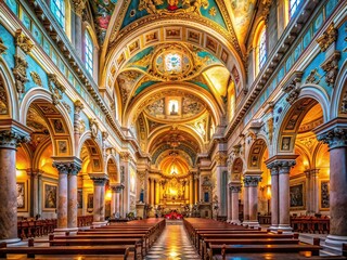 Obraz premium Sicilian Cathedral Interior - Candid Photography AI Art