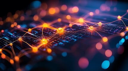 A bright and colorful smartphone screen showing a network of privacy nodes with anonymized user data
