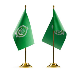 Small national flags of the Arab League on a white background