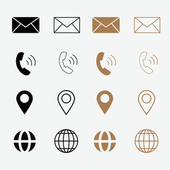 Business card icon, Contact information icons, vector for business card and website, Business card icon set