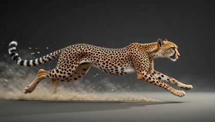 Fototapeta premium Cheetah in Mid-Run Capturing the Essence of Speed and Graceful Motion