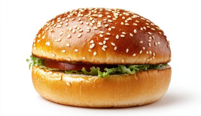 Freshly Baked Sesame Seed Bun with Crisp Lettuce and Tomato Slice