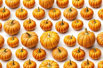 Stunning Pumpkin Panoramic on White, Autumn Background, AI Art