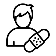 Getting Bandaid Vector Line Icon Design