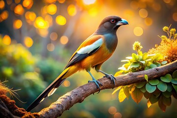 Surreal Treepie on Tree - Dreamlike Photography