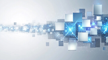 abstract blue and white square background Collection of abstract blue rectangles of various sizes, with some rectangles partially overlapping each other