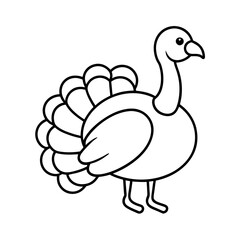 Classic Turkey Line Art Vector for Educational Materials
