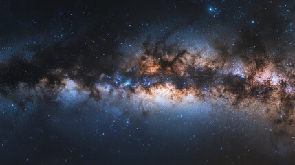 Fototapeta premium Stunning Display of a Spiral Galaxy Showcasing Vibrant Colors and Star Clusters in the Vast Night Sky