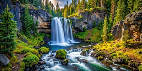 Tumalo Falls Urban Exploration Photography AI Art, Bend, Oregon