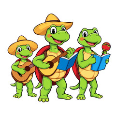 Obraz premium Three Turtles with Instruments
