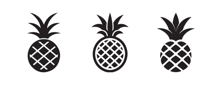 vector of black silhouette of pineapple