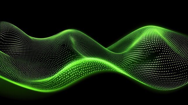 Abstract Green Wave of Light Dots