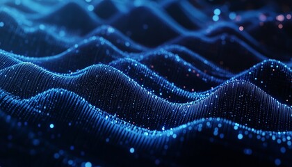 Futuristic digital blue chain on dark background  cyber network concept for virtual transactions