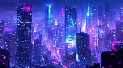 Fototapeta premium Glowing Cyber Grid Landscape – High-Tech Sci-Fi Metaverse Background in Ultra HD