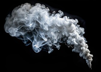White Smoke Silhouette, Abstract Photography, Black Background, AI Art, Smoke Cloud