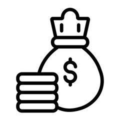 Money Bag Vector Line Icon Design