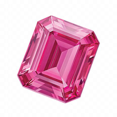 abstract 3d emerald cut ruby in different colour style  isolated on white background