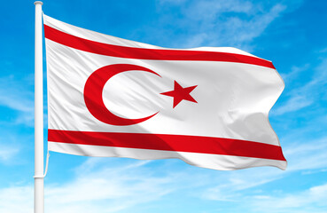 Flagpole with the flag of Northern Cyprus 3D Rendering