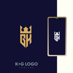 Naklejka premium Creative minimal monochrome monogram letter GK and KG line logo design symbol. Graphic alphabet symbol for corporate identity