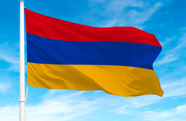 Flagpole with the flag of Armenia 3D Rendering