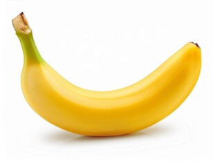 Single Banana Isolated on White Background with Clipping Path