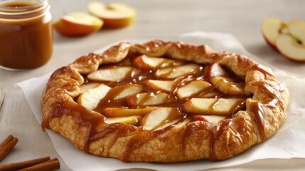 Rustic Autumn Dessert with Apple Galette and Caramel for Fall Gatherings