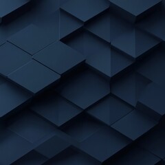 Abstract Dark Blue Geometric Cubes: 3D Rendering with Dynamic Shadows and Angles