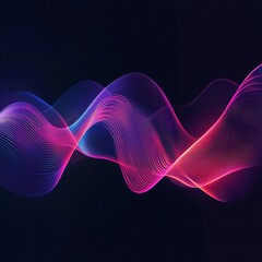 Obraz premium Abstract Gradient Waves on Black Background in Pink, Purple, and Blue Colors