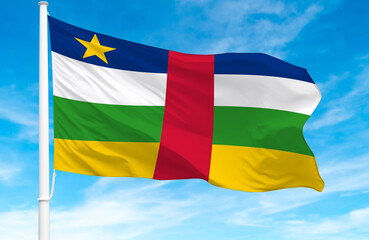 Flagpole with the flag of Central African Republic 3D Rendering