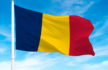 Flagpole with the flag of Chad 3D Rendering